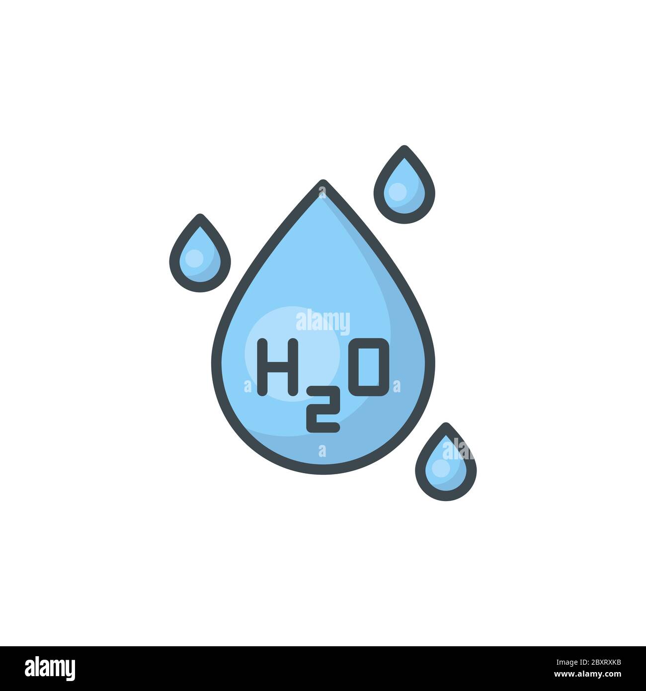 Chemical formula H2O vector icon symbol isolated on white background Stock Vector