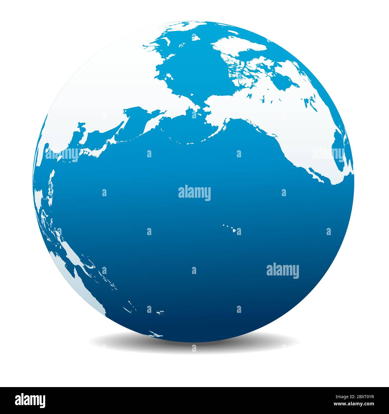 Pacific Rim North America, Canada, Siberia Russia and Hawaii. Vector Map Icon of the World Globe, Earth. Stock Vector