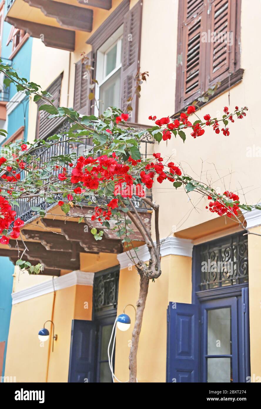 traditional colorful houses at Nafplio town Argolis Greece Stock Photo
