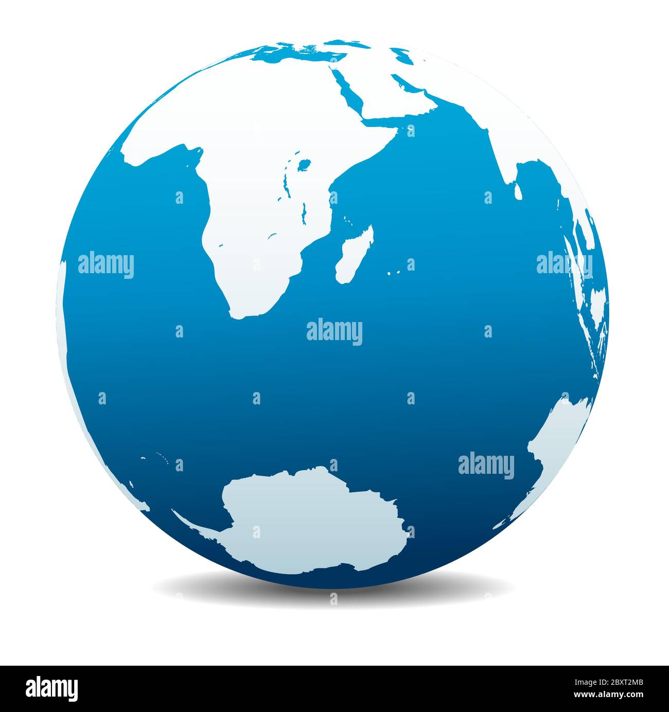 South Africa, Madagascar, and the South Pole. Vector Map Icon of the World Globe, Earth. All elements are on individual layers in the vector file. Stock Vector
