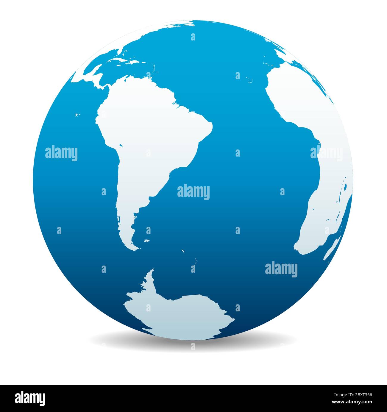 South America, South Pole and Africa Vector Map Icon of the World Globe, Earth. All elements are on individual layers in the vector file. Stock Vector