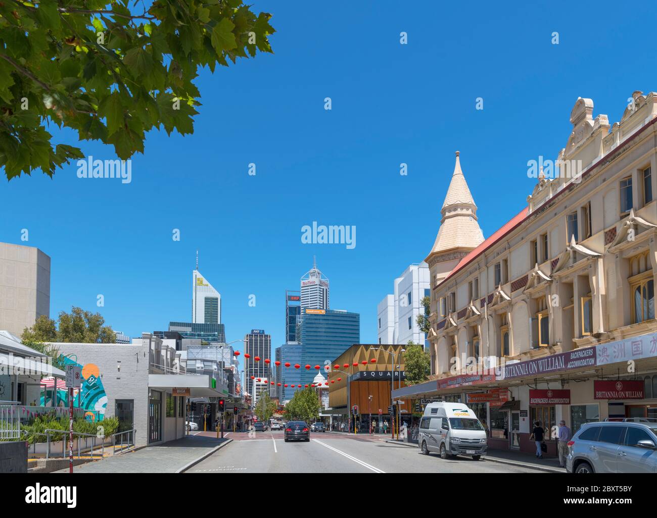 William Street in the Northbridge district, Perth, Western Australia, Australia Stock Photo