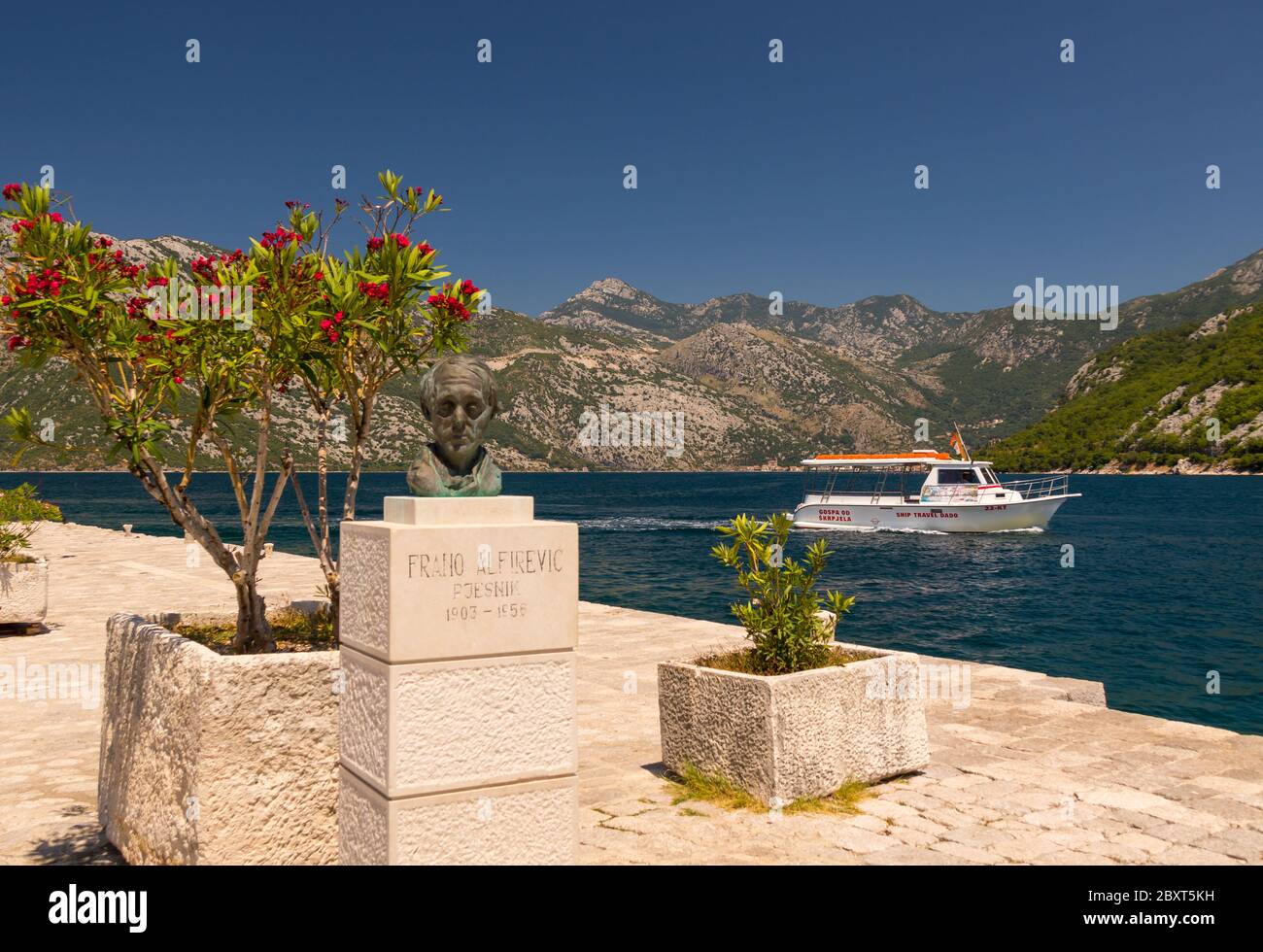 Frano Alfirevic bust, Our Lady of the rocks, Perast, Montenegro Stock Photo