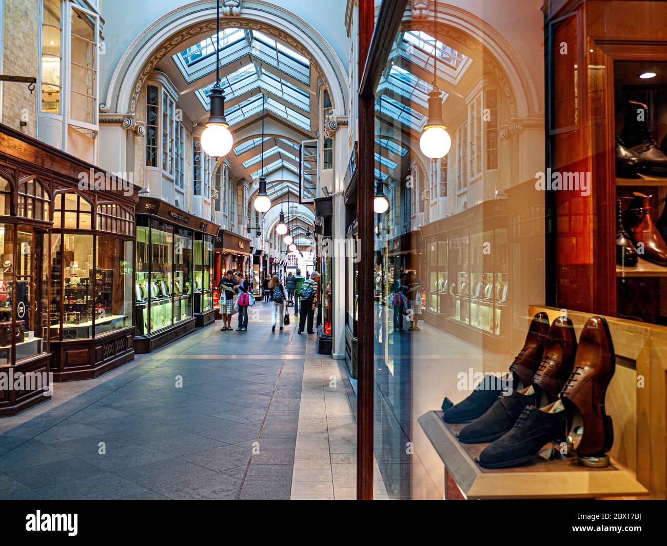 The Burlington Arcade Piccadilly London with variety of high quality shops offering a quiet luxury shopping browsing experience to the discerning shopper Piccadilly London UK Stock Photo
