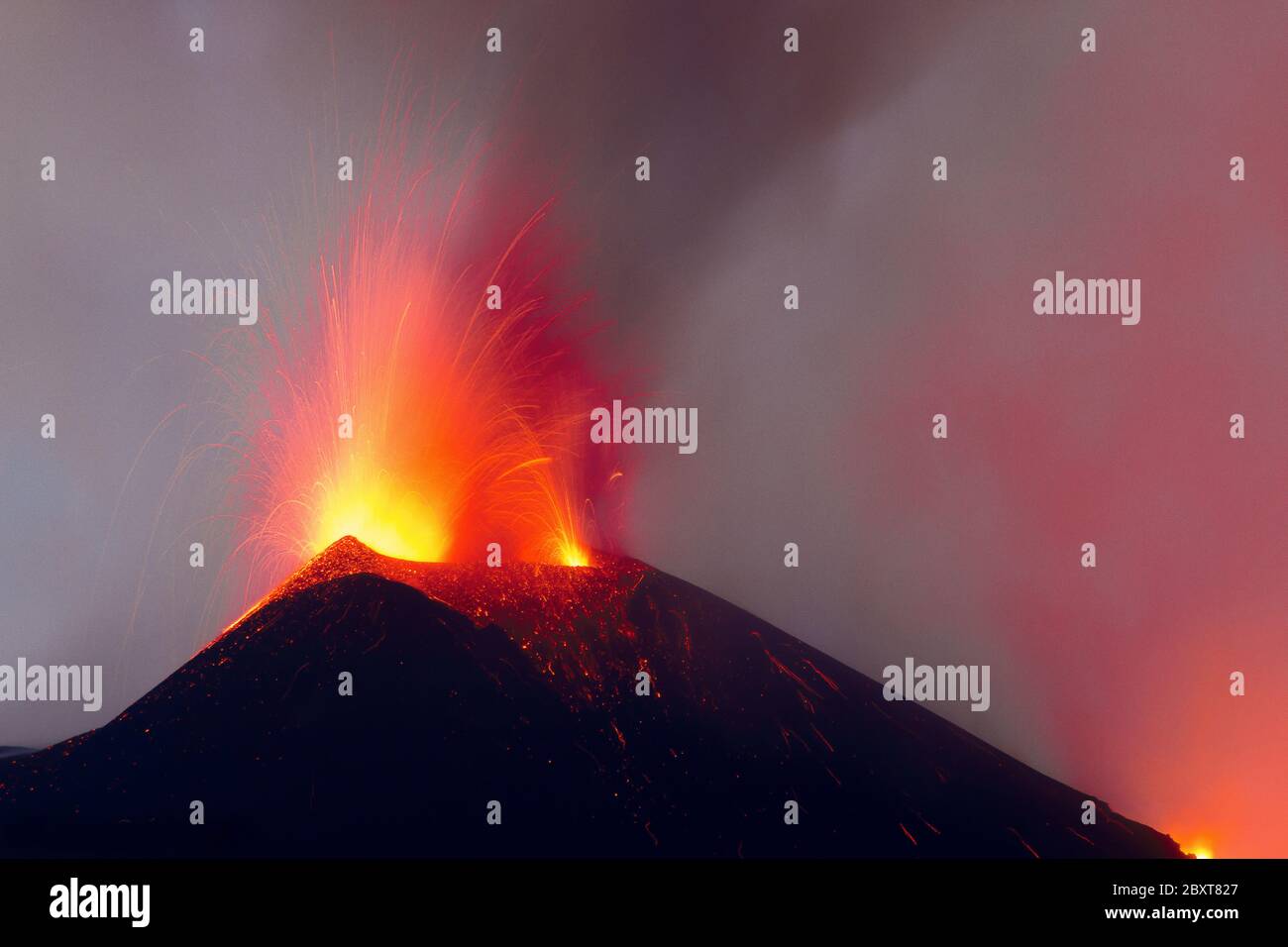 Etna volcano during strong eruption - Sicily adventures Stock Photo