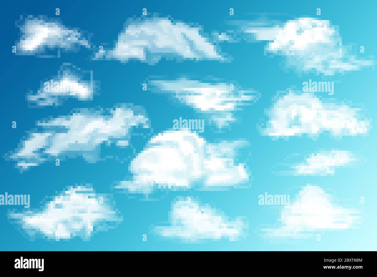 Realistic Clouds Set. White cloud. Blue Sky Panorama. Vector ...