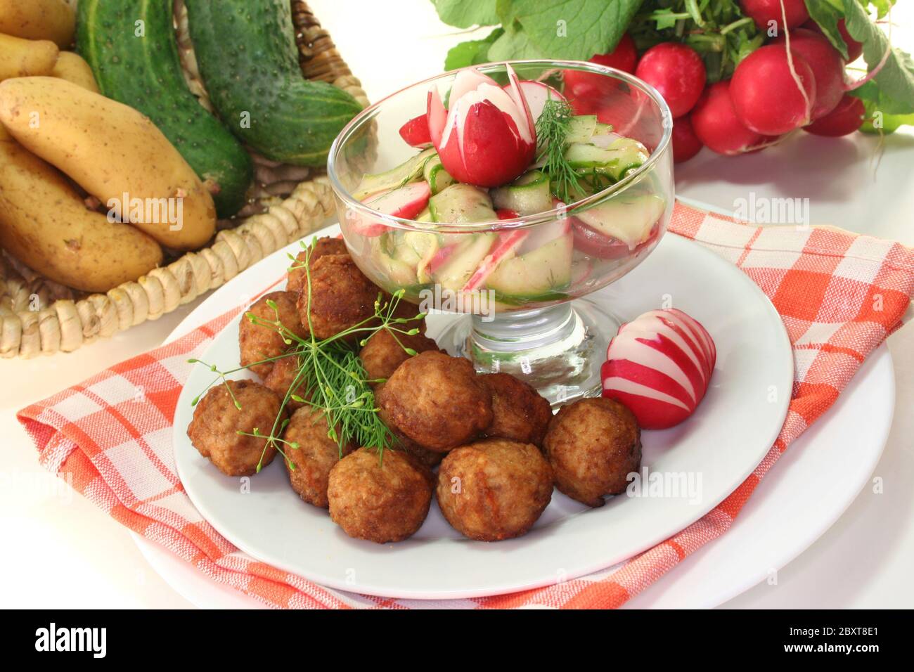 Köttbullar with salad Stock Photo