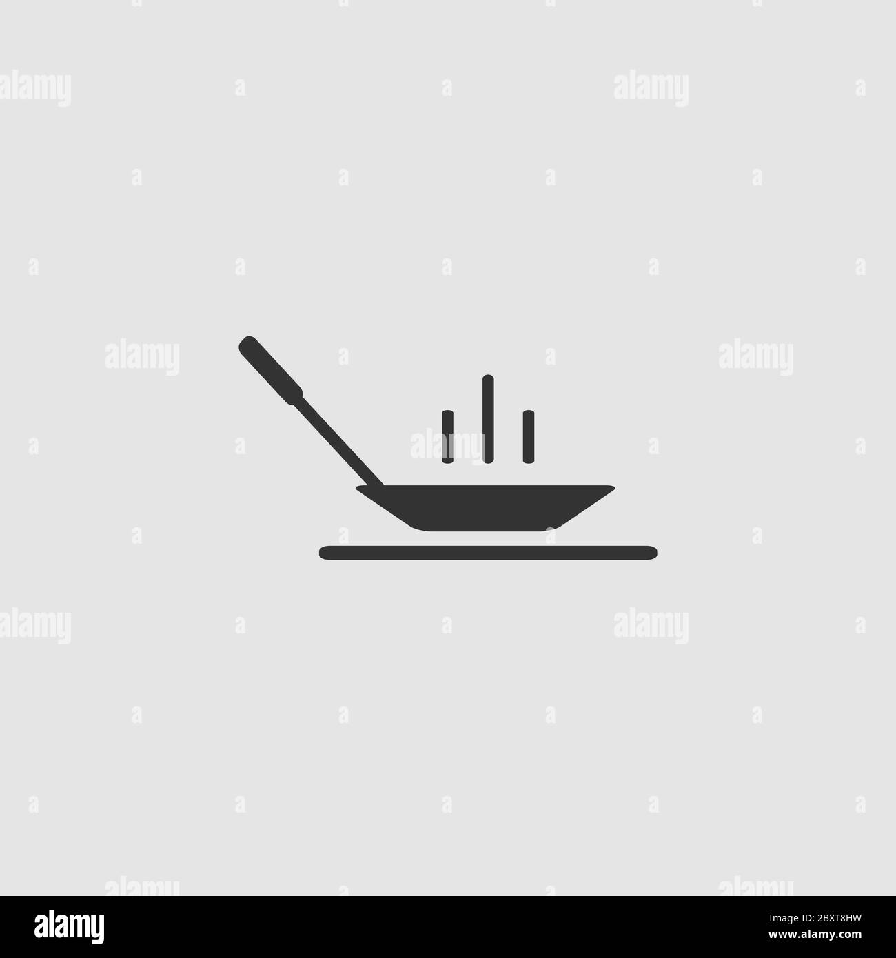 Frying pan icon flat. Black pictogram on grey background. Vector ...