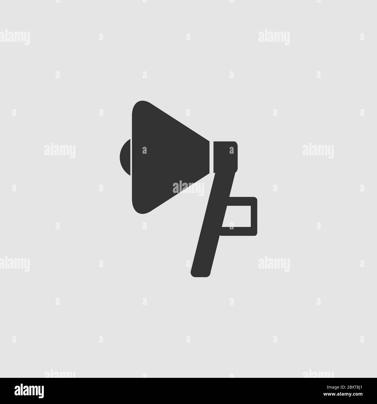 Megaphone icon flat. Black pictogram on grey background. Vector