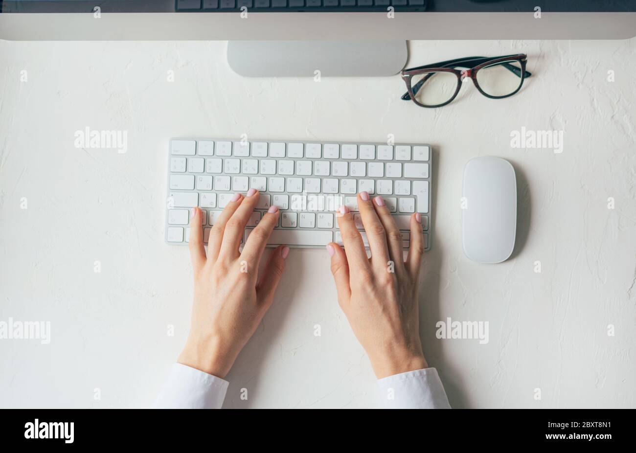 Minimalistic workspace with a computer keyboard Stock Photo - Alamy