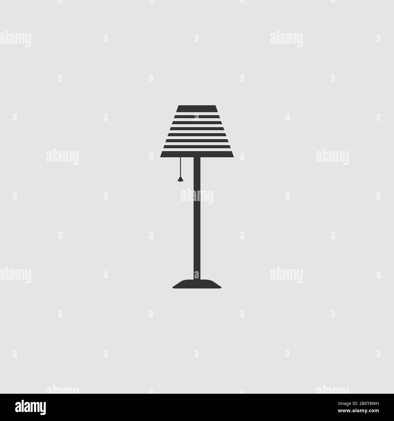 Floor lamp icon flat. Black pictogram on grey background. Vector illustration symbol Stock Vector