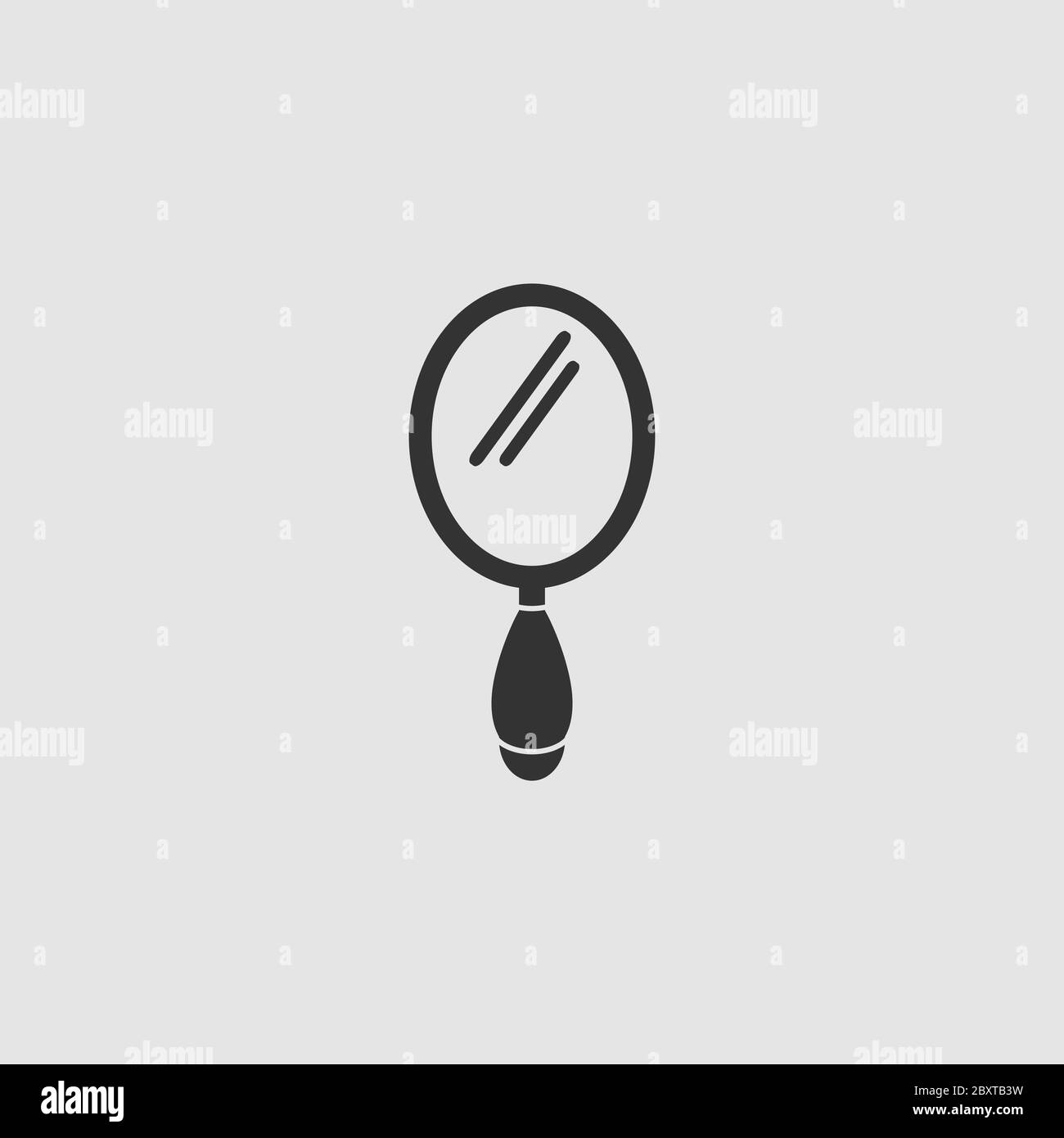 Hand Mirror icon flat. Black pictogram on grey background. Vector illustration symbol Stock Vector