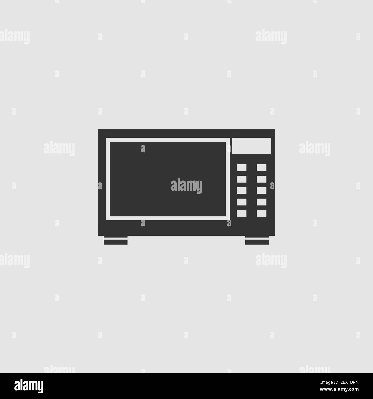 Microwave icon flat. Black pictogram on grey background. Vector illustration symbol Stock Vector