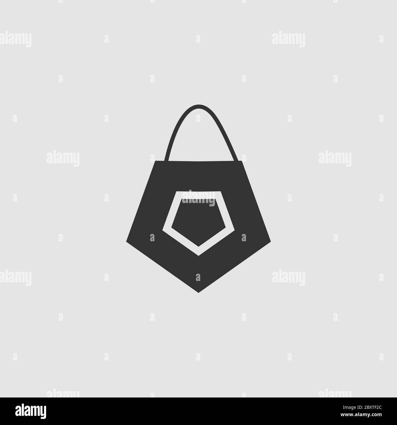 Bag icon flat. Black pictogram on grey background. Vector illustration symbol Stock Vector