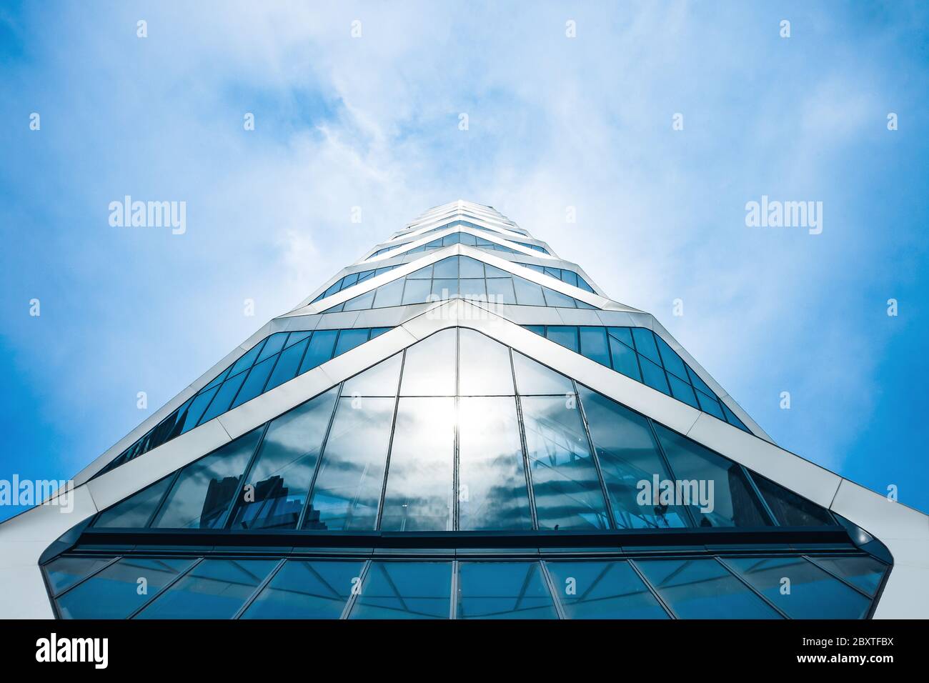 Beijing, Chaoyang District / China : Poly International Plaza, office building inspired by Chinese paper lanterns located in Wangjing. Stock Photo