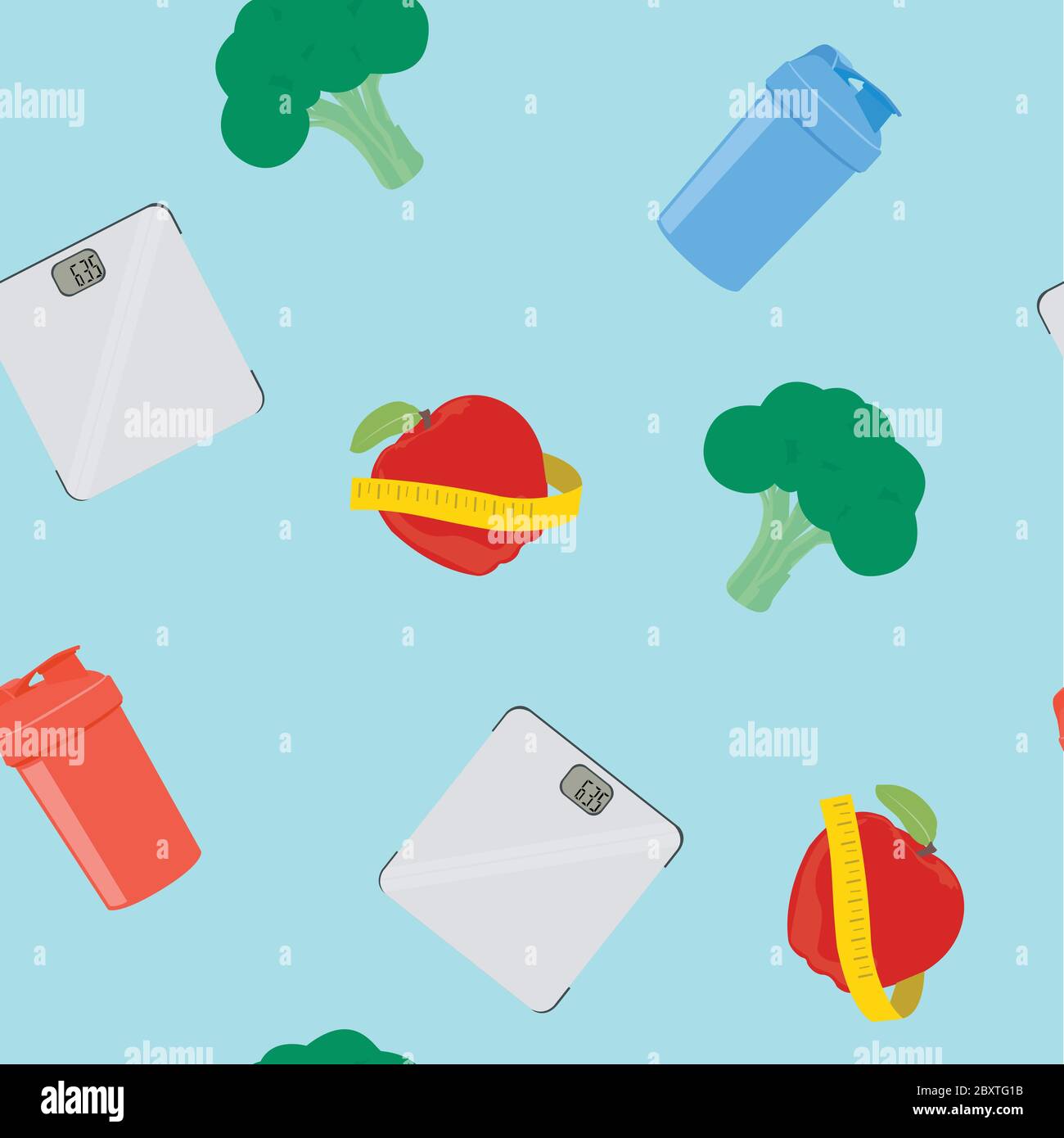 Vector Illustration Diet Themed Pattern Seamless Background - Vector Stock Vector
