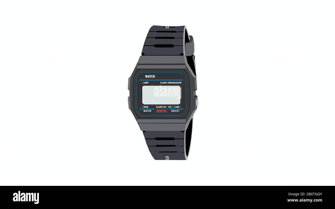 Vintage Digital Watch, Vector Illustration isolated Stock Vector Image
