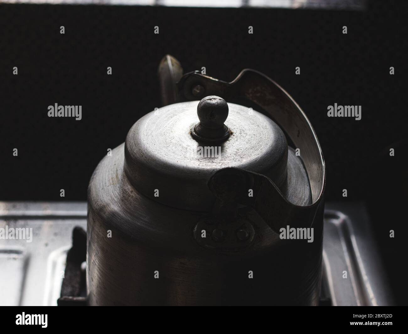Vintage indian tea kettle for making chai Stock Photo Alamy