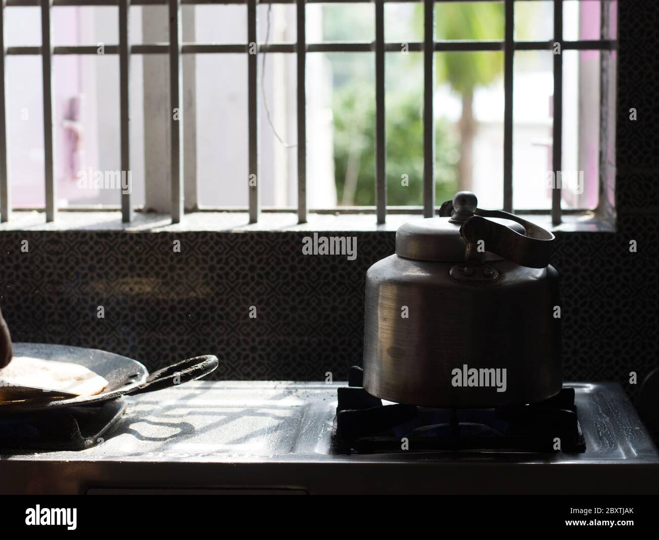 Vintage indian tea kettle for making chai Stock Photo Alamy