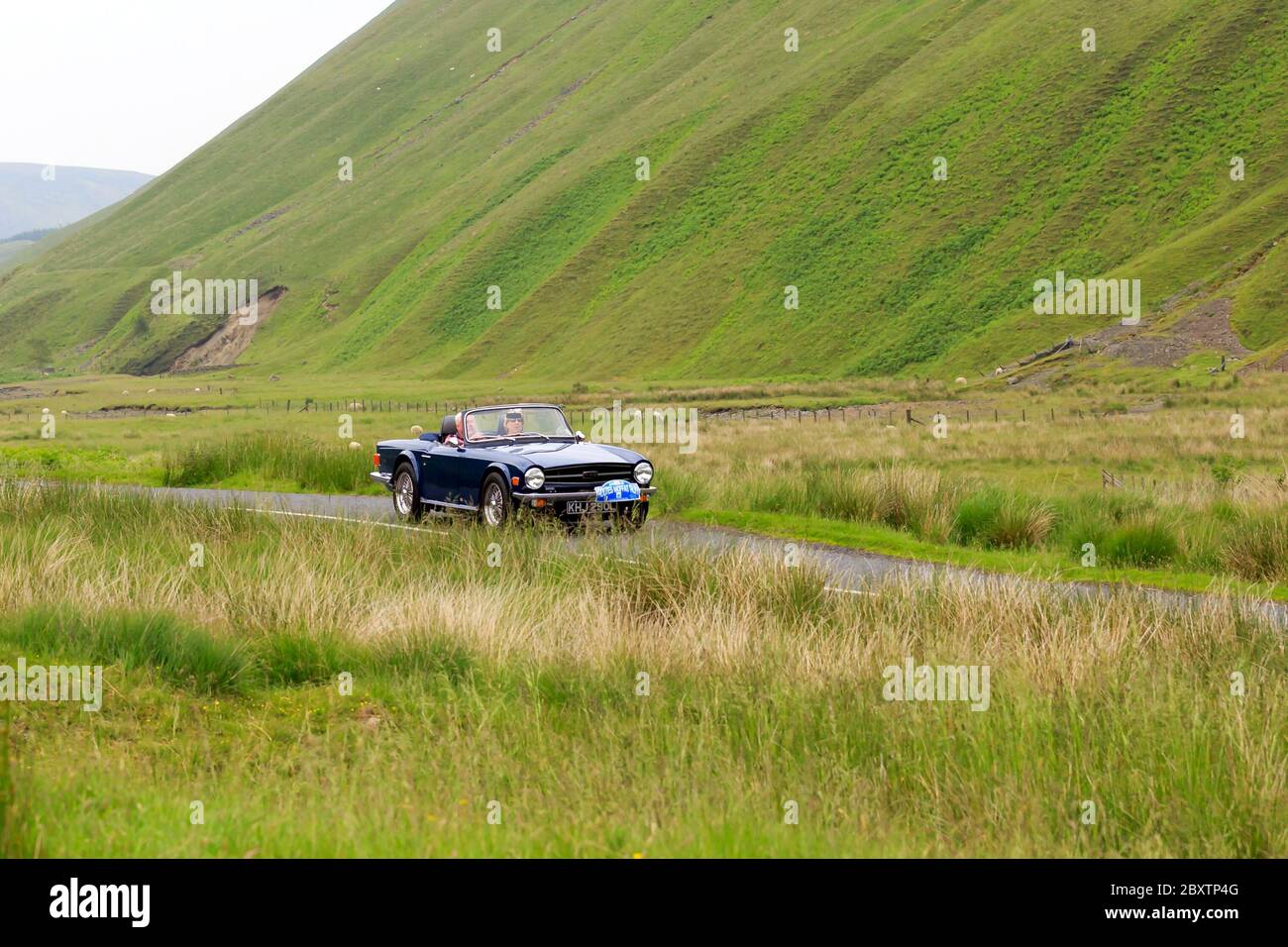 MOFFAT, SCOTLAND JUNE 29, 2019 1971 Triumph TR6 sports car in a