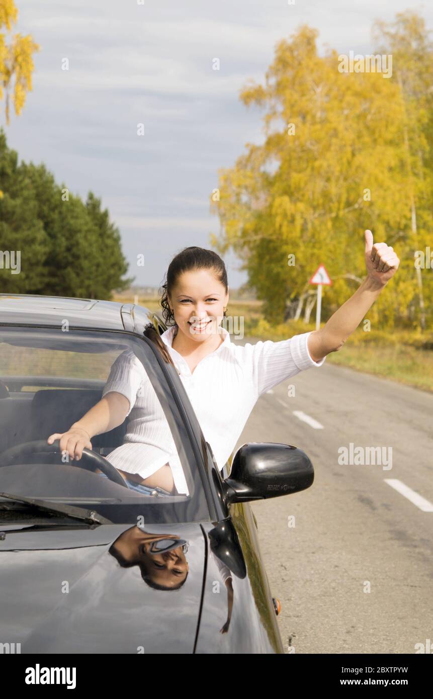 Happy corporate woman arms hi-res stock photography and images - Alamy