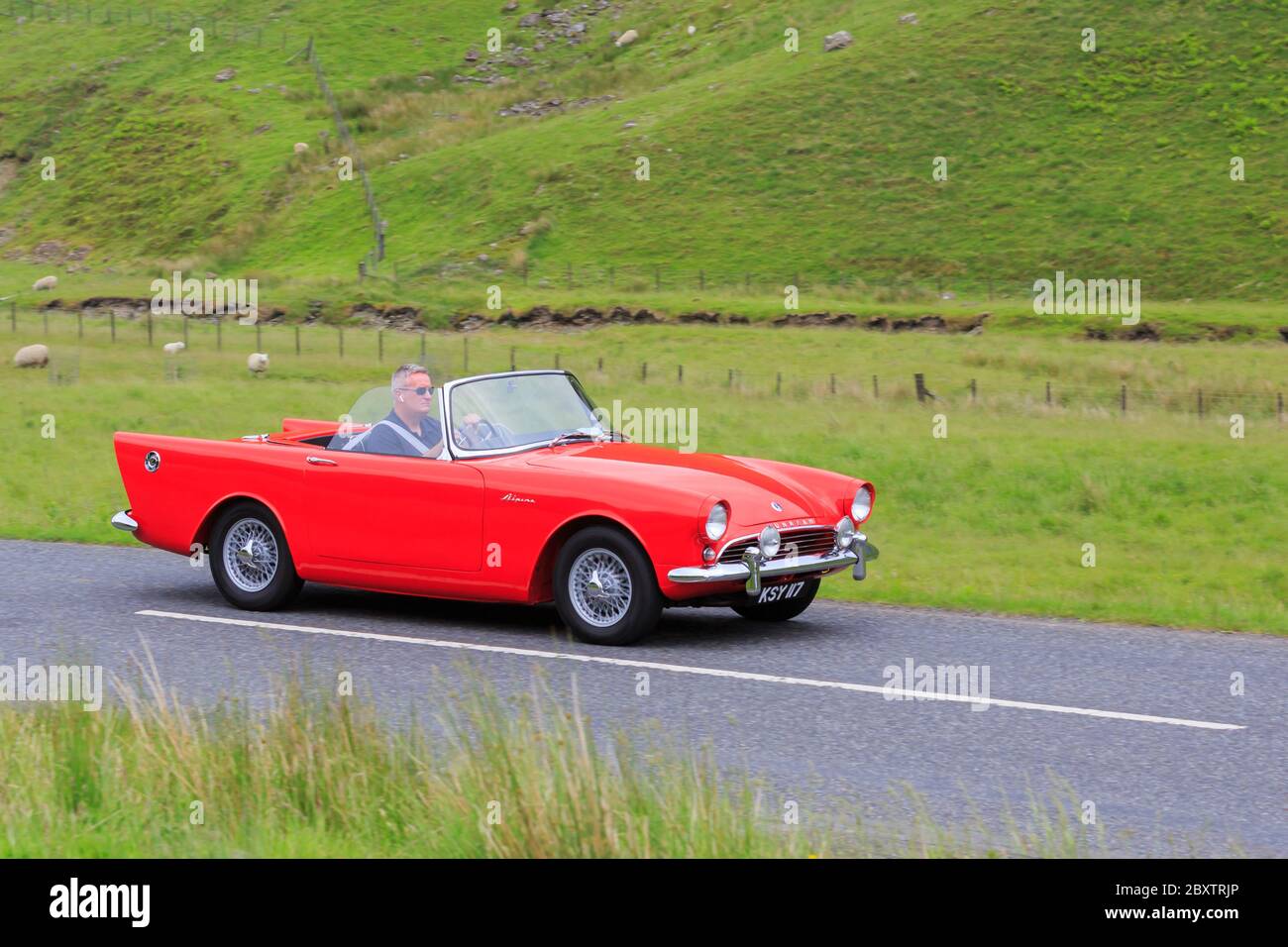 MOFFAT, SCOTLAND JUNE 29, 2019 1962 Sunbeam Alpine sports car in a