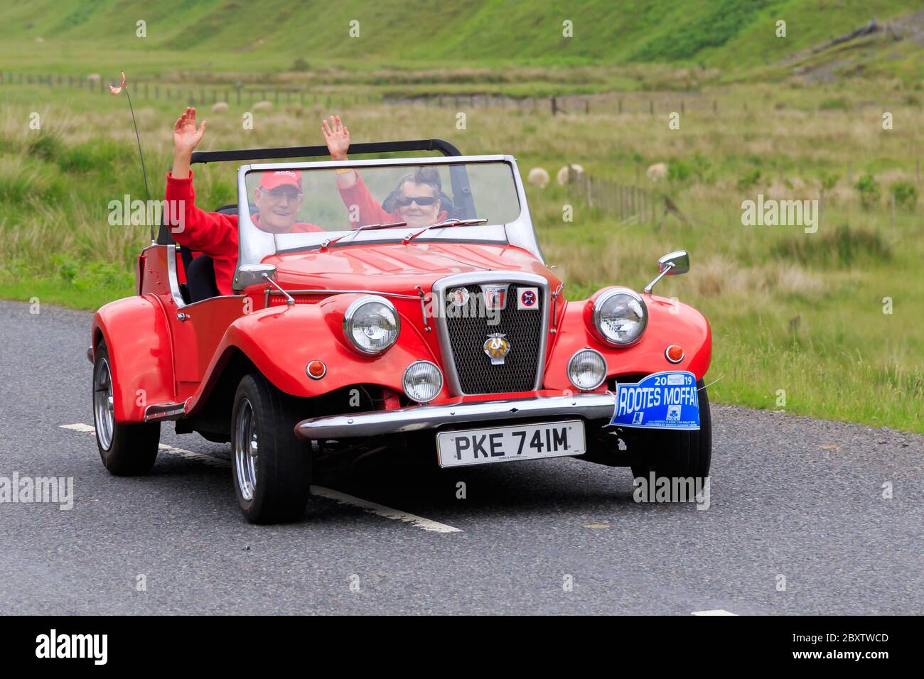 MOFFAT, SCOTLAND JUNE 29, 2019 Spartan Roadster kit car in a classic