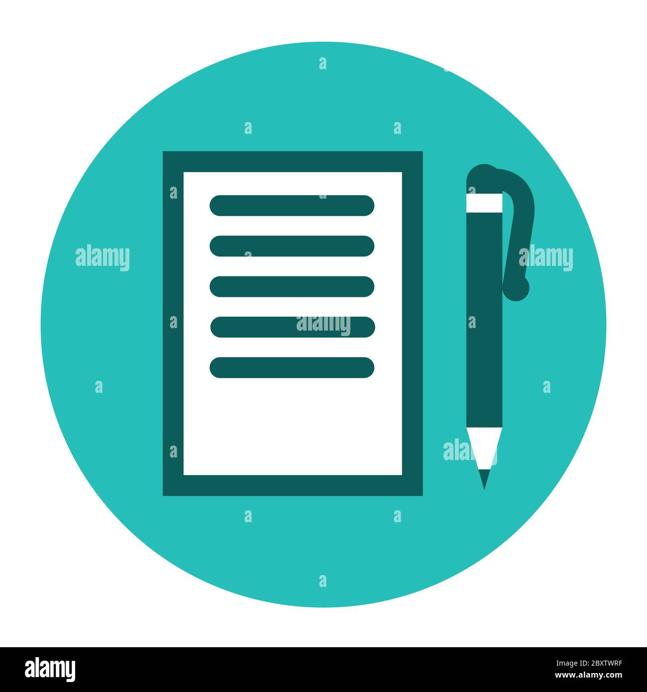 Icon with a business document and pen. Stock Vector