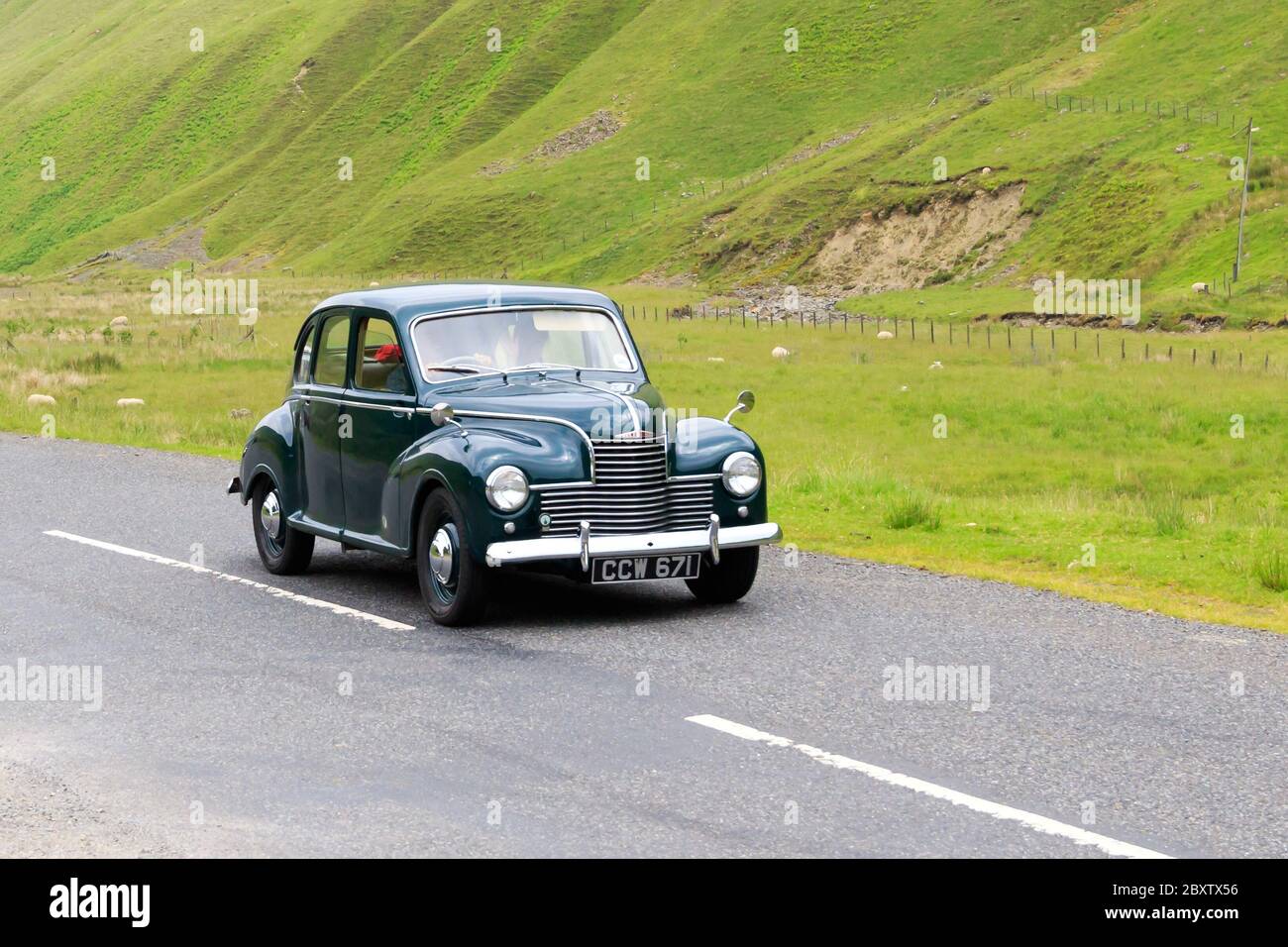 MOFFAT, SCOTLAND JUNE 29, 2019 1950 Jowett Javelin saloon car in a