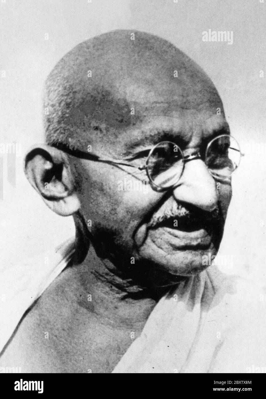 Mahatma Gandhi portrait black and white vintage photography Stock Photo