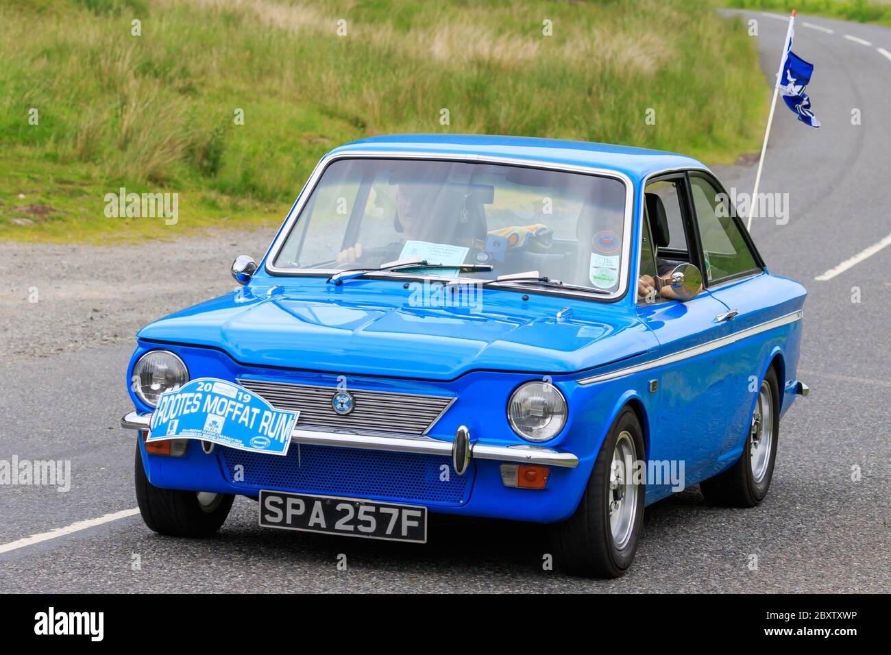 MOFFAT, SCOTLAND JUNE 29, 2019 1967 Singer Chamois Coupe car in a