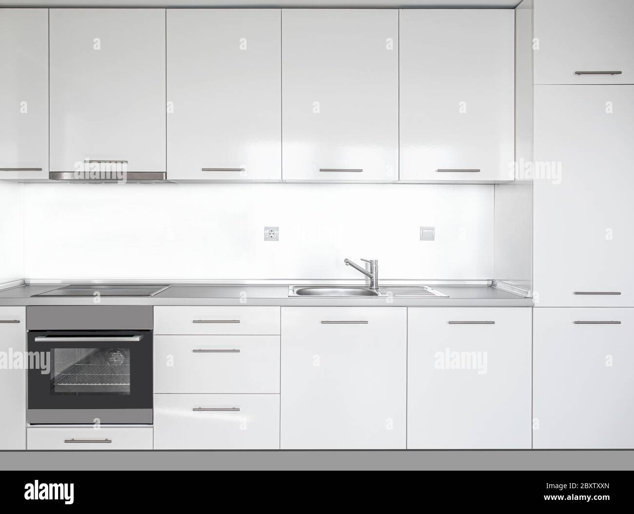 White kitchen furniture wall Stock Photo Alamy