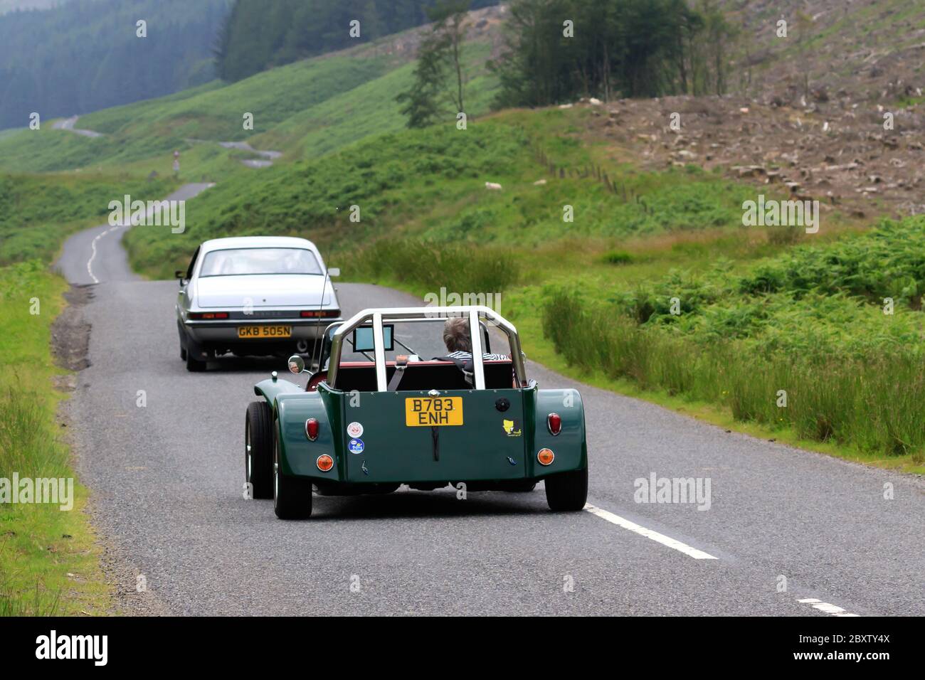 MOFFAT, SCOTLAND - JUNE 29, 2019: 1984 Caterham Super 7 kit car  in a classic car rally en route towards the town of Moffat, Dumfries and Galloway Stock Photo