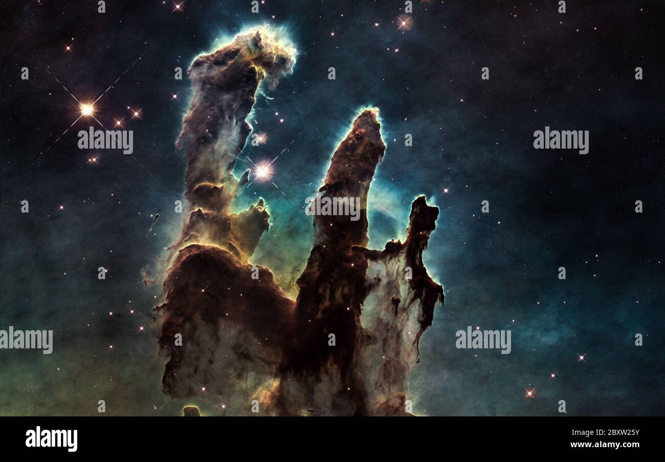 Pillars of Creation. Deep space Stock Photo