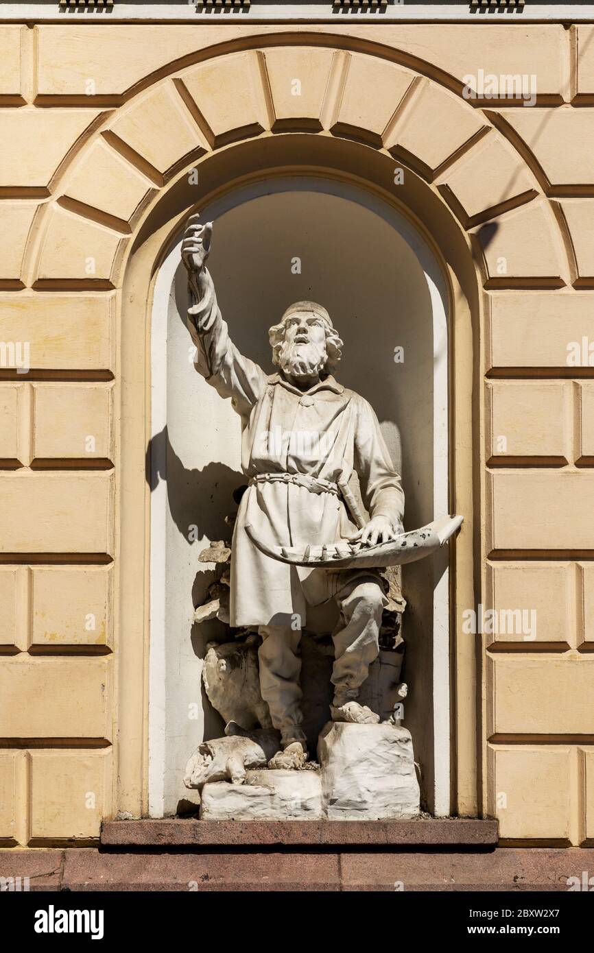 Väinämöinen is a demigod hero and central character in Finnish folklore " Kalevala". His statue is in front of old Students House downtown Helsinki  Stock Photo - Alamy