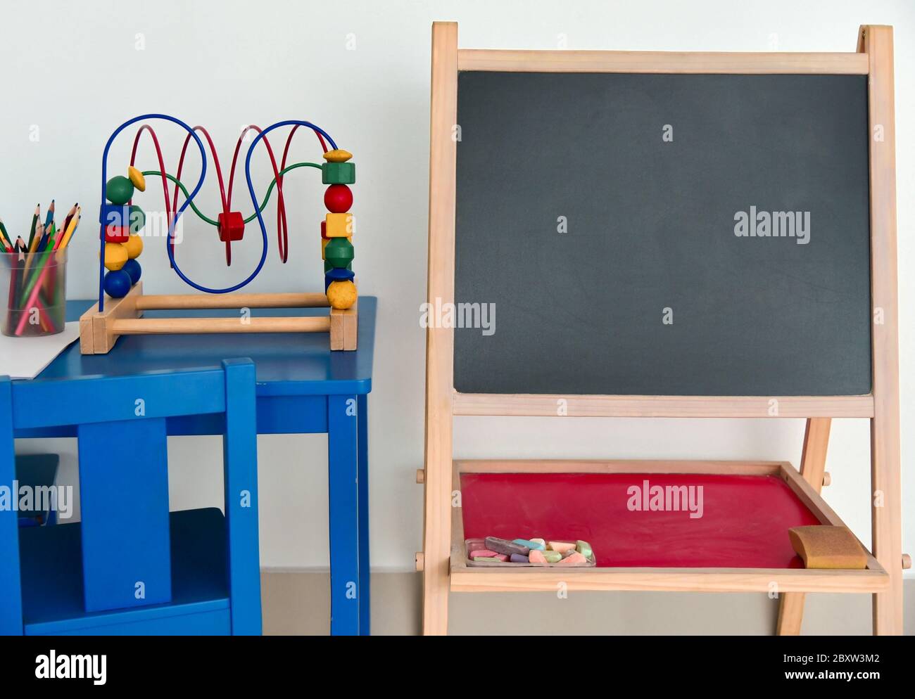 Chalkboard preschool chalkboard in kids room, copyspace Stock Photo Alamy