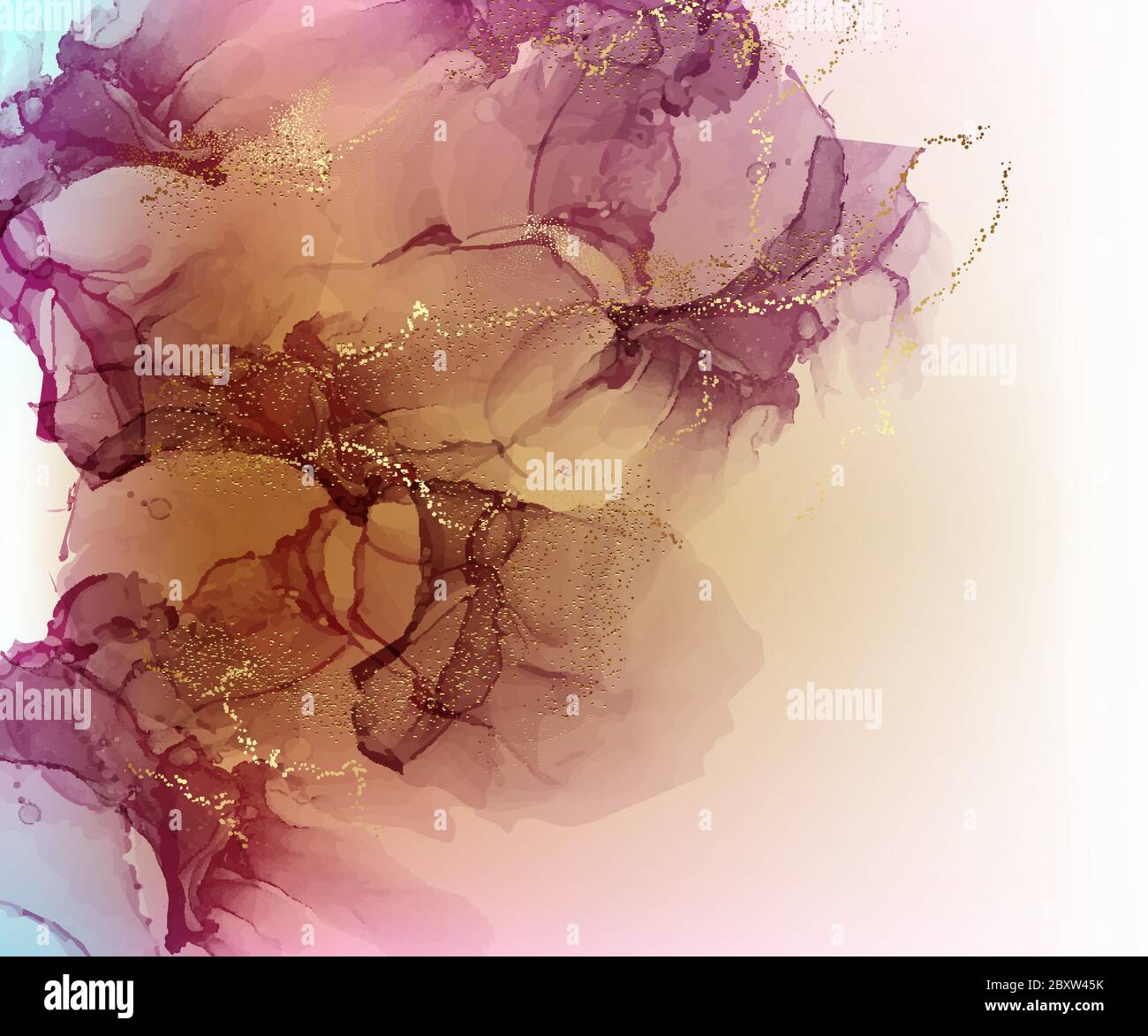 Marble Dark Red, Yellow Colorful Liquid Watercolor Shape Background. Dynamic Watercolor Contrast Pastel Composition With Gold Sparkle Foil. Eps10 Vect Stock Vector Image & Art - Alamy