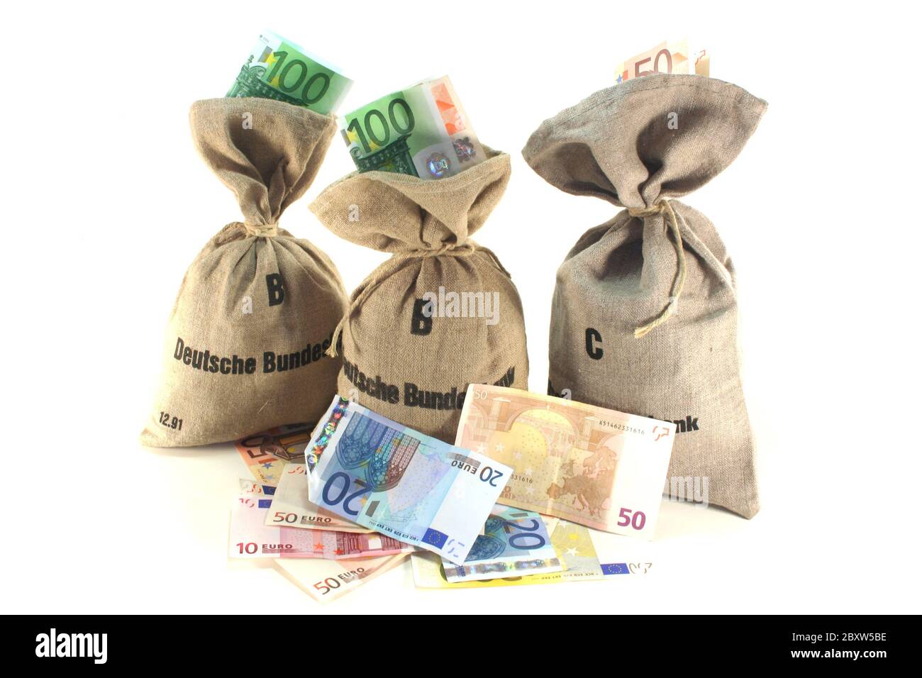 Money bags with Euros Stock Photo