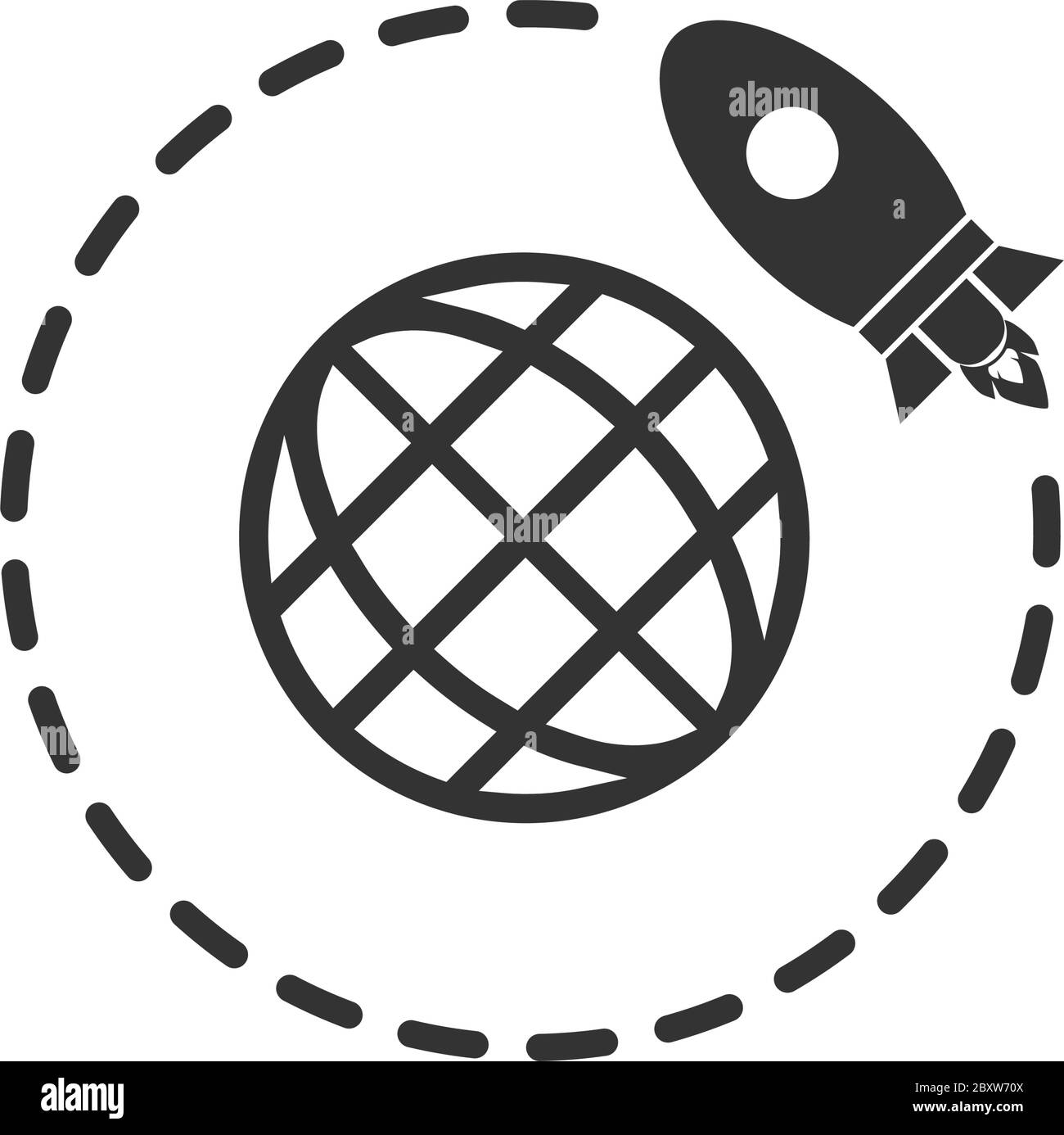 Go to Space. Black Icon Flat on white background Stock Vector