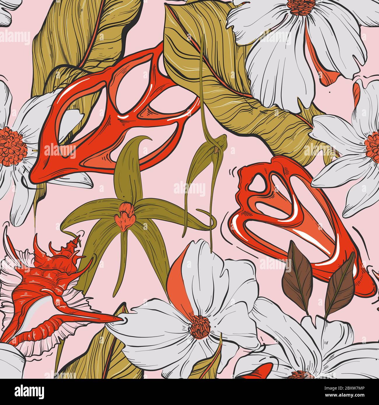 Flower Shell Pattern Shells fine art Stock Vector Images - Alamy
