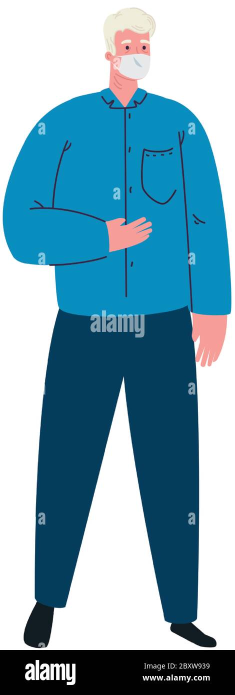 Old man avatar with medical mask vector design Stock Vector Image & Art ...