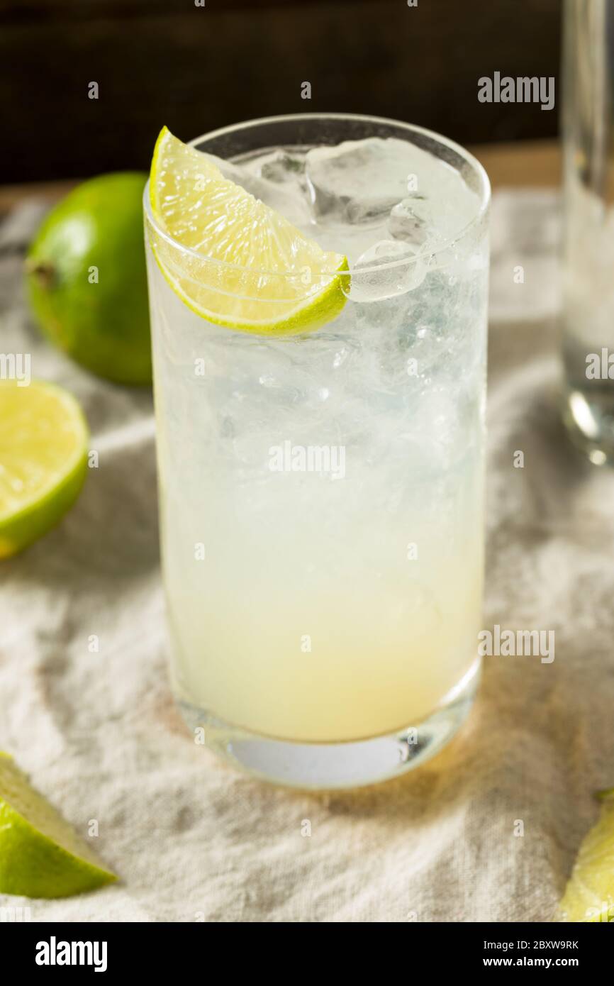 Boozy Alcoholic Lime Gin Rickey Cocktail with Soda Stock Photo Alamy