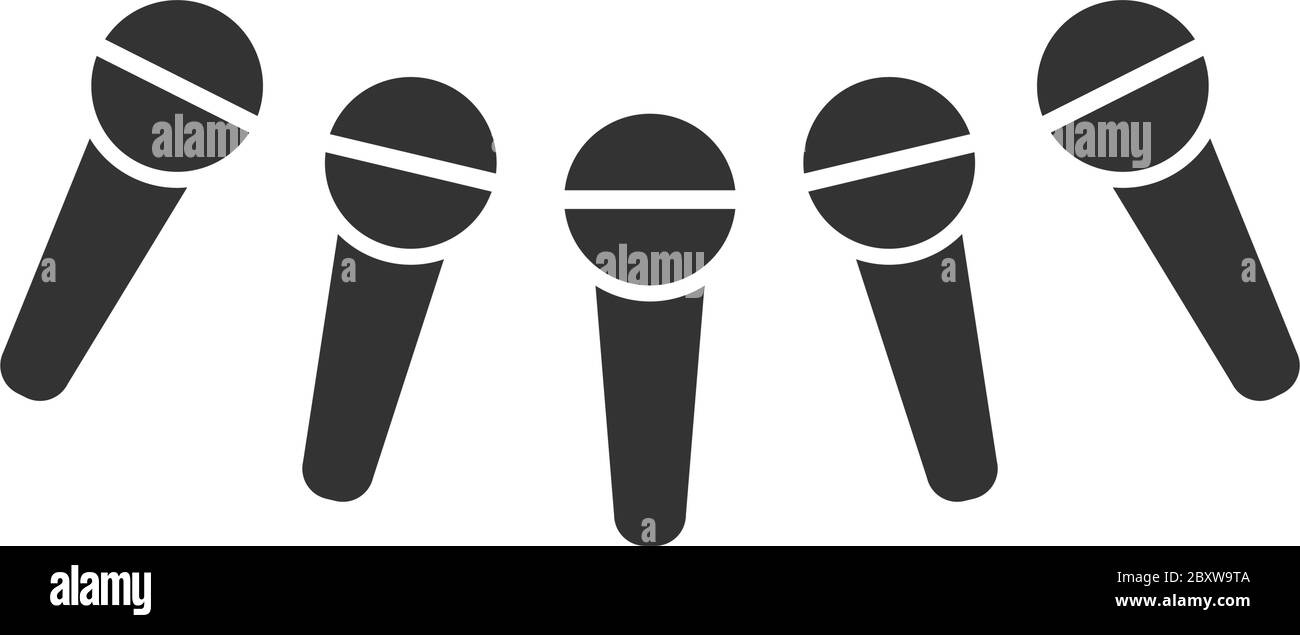 News microphone. Black Icon Flat on white background Stock Vector Image ...