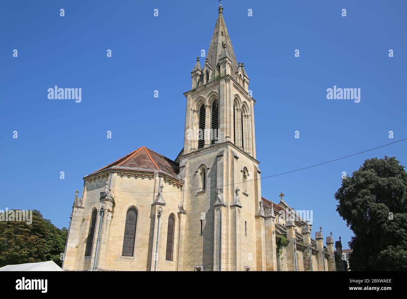 St Geronce Church in Bourg, which is a village located on Dordogne, in the heart of the wine appellation of Côtes de Bourg, Gironde, France. Stock Photo