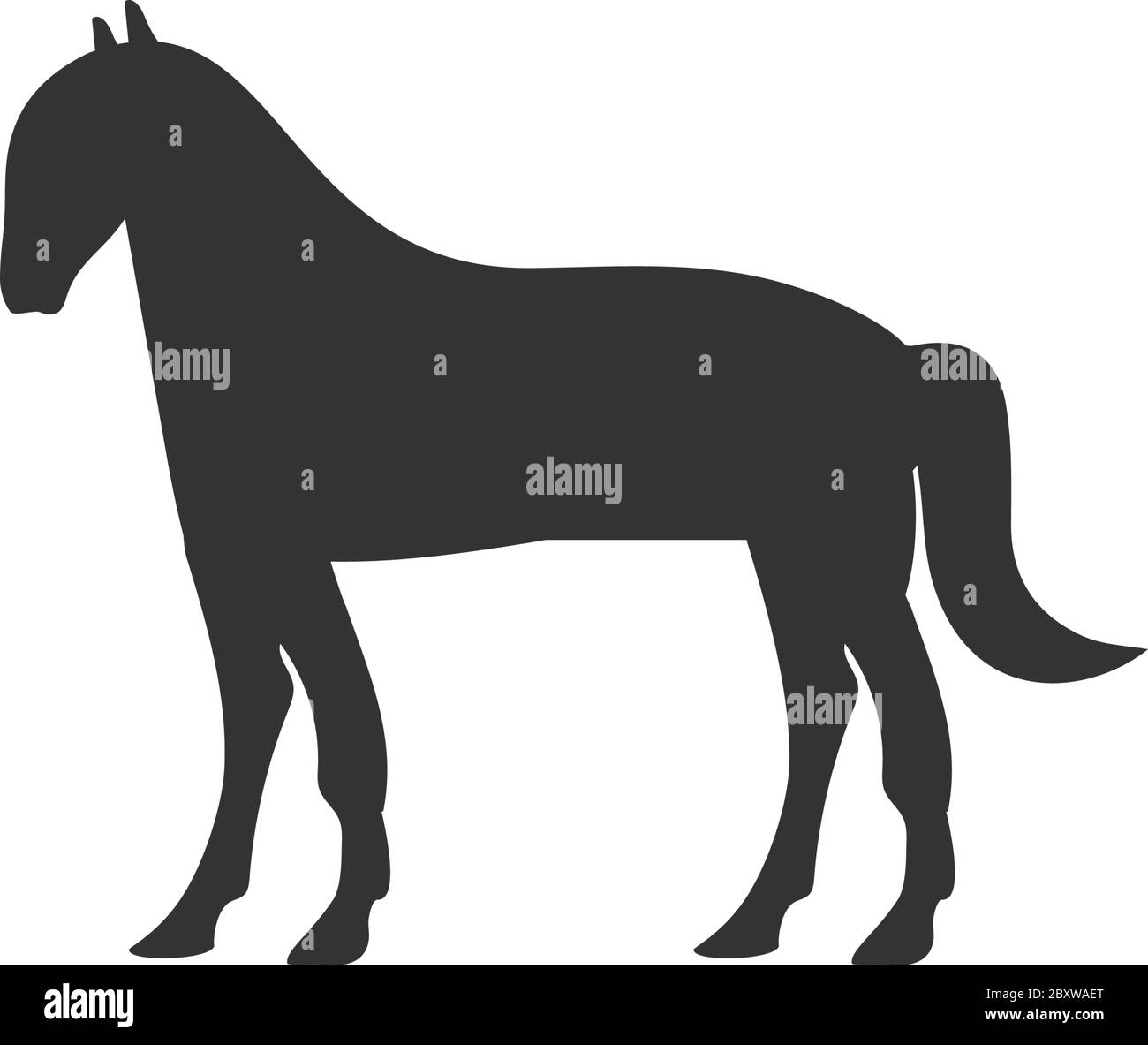 Horse. Black Icon Flat on white background Stock Vector