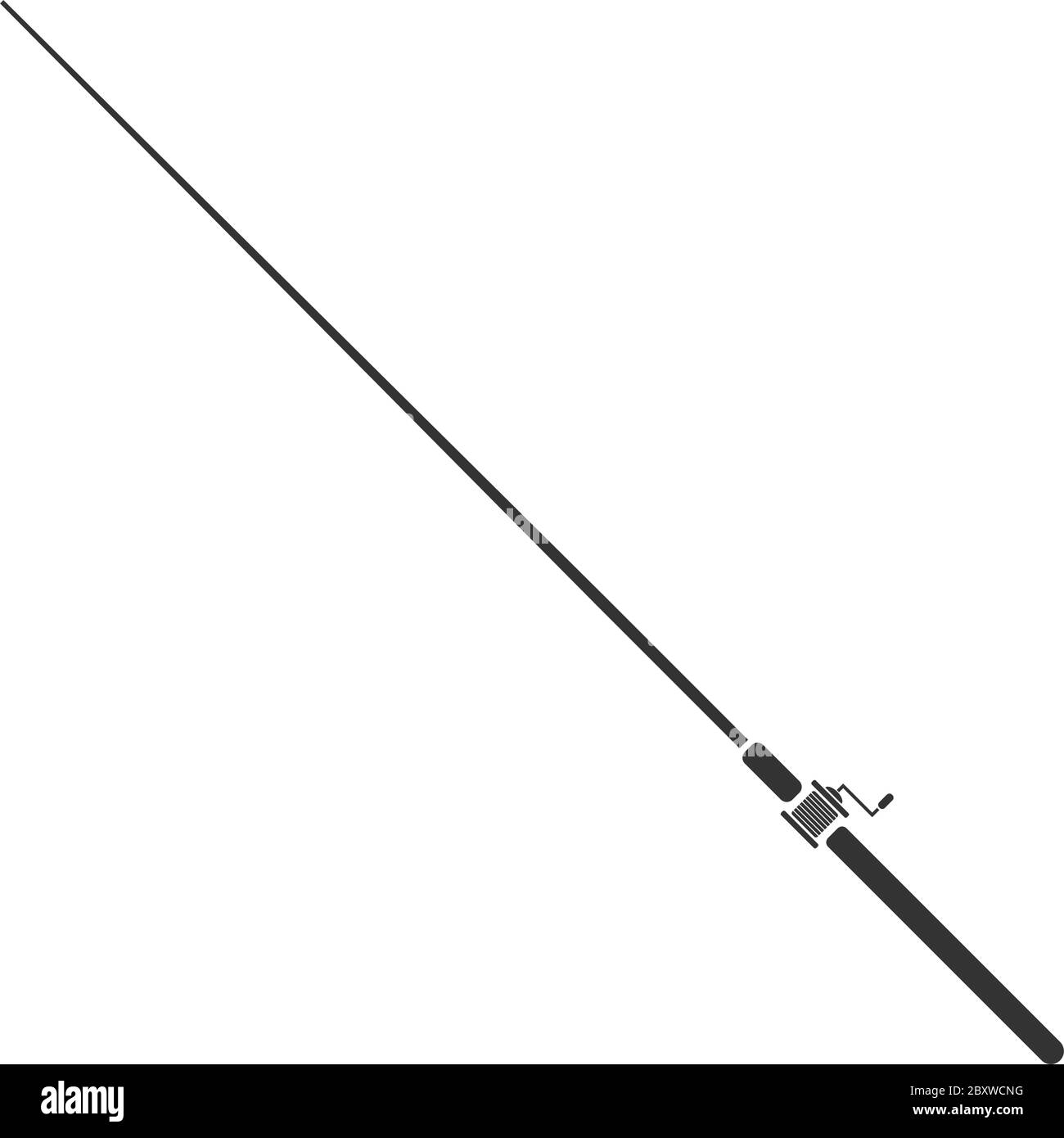 Fishing rod. Black Icon Flat on white background Stock Vector Image