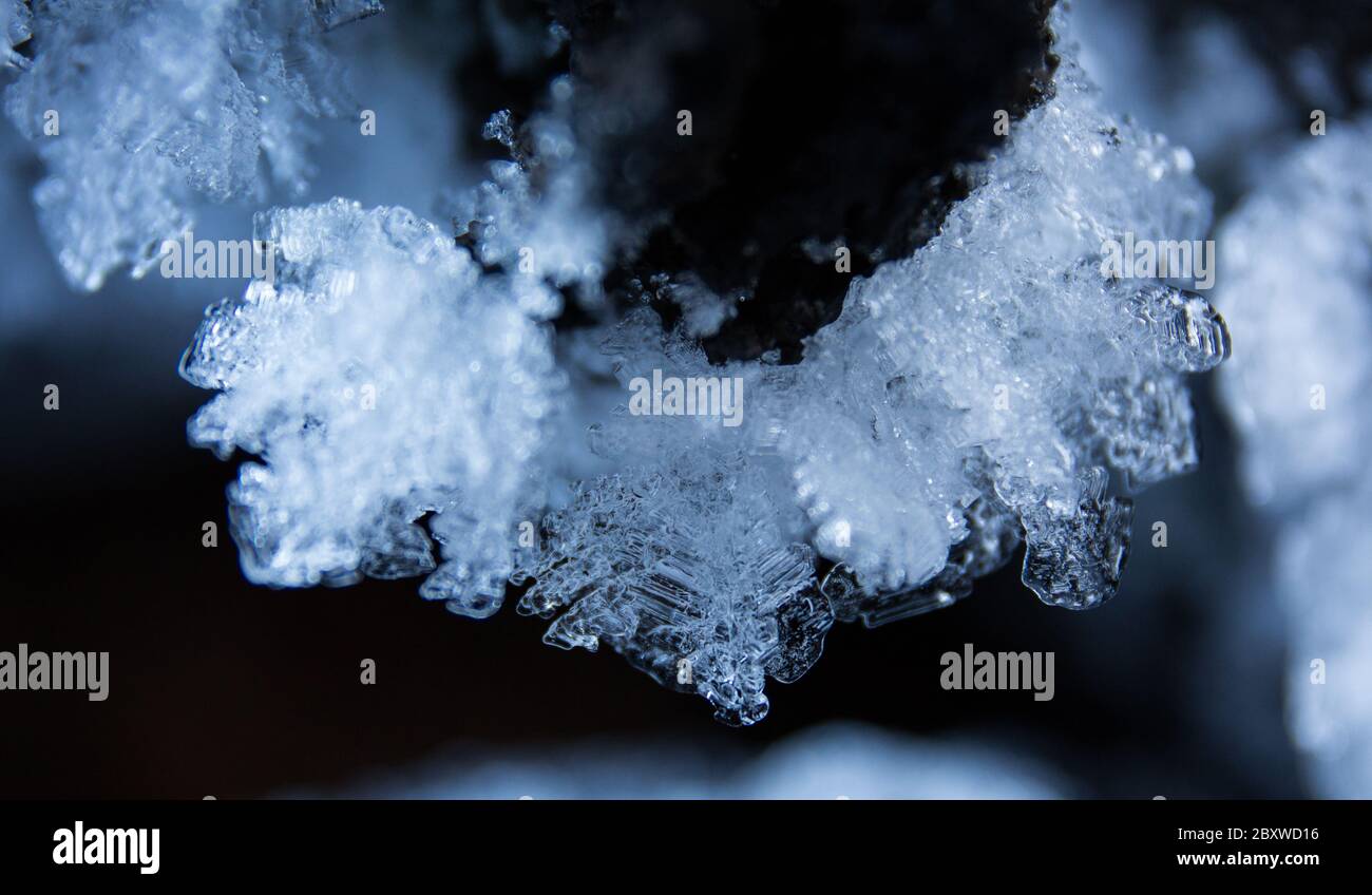 Macro ice crystals - close up on Etna Volcano at Sicily Stock Photo