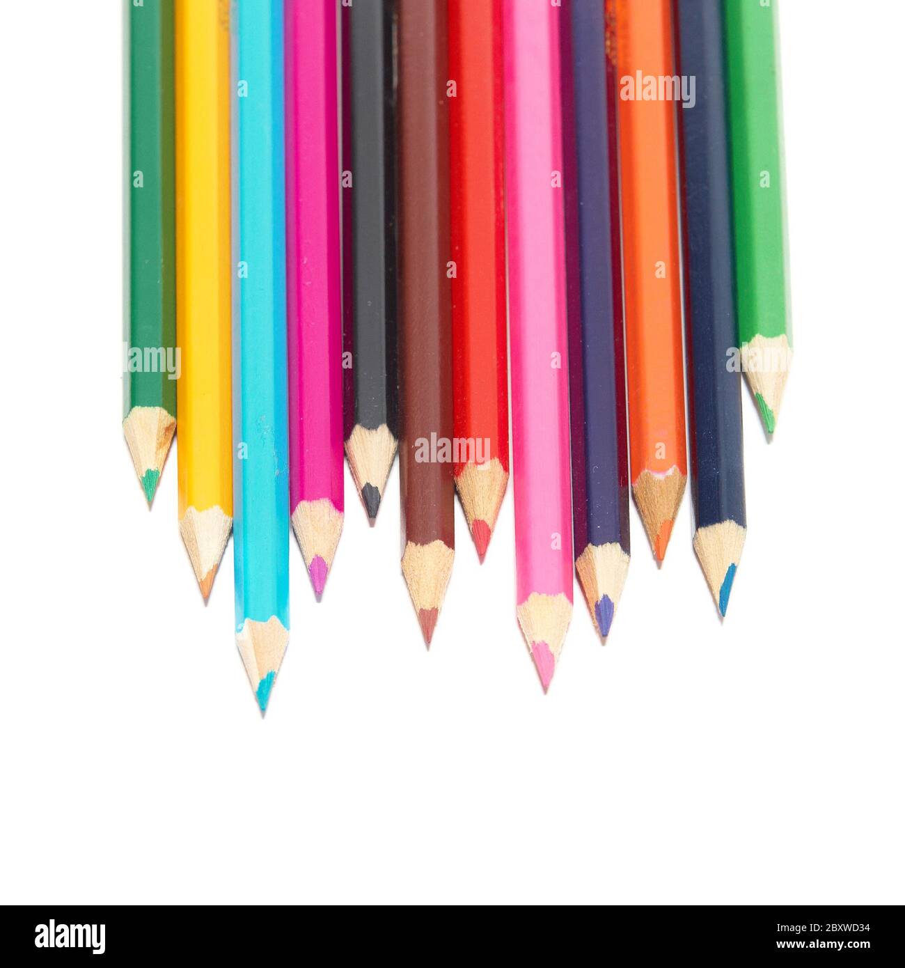 Raw of colored pencils Stock Photo Alamy