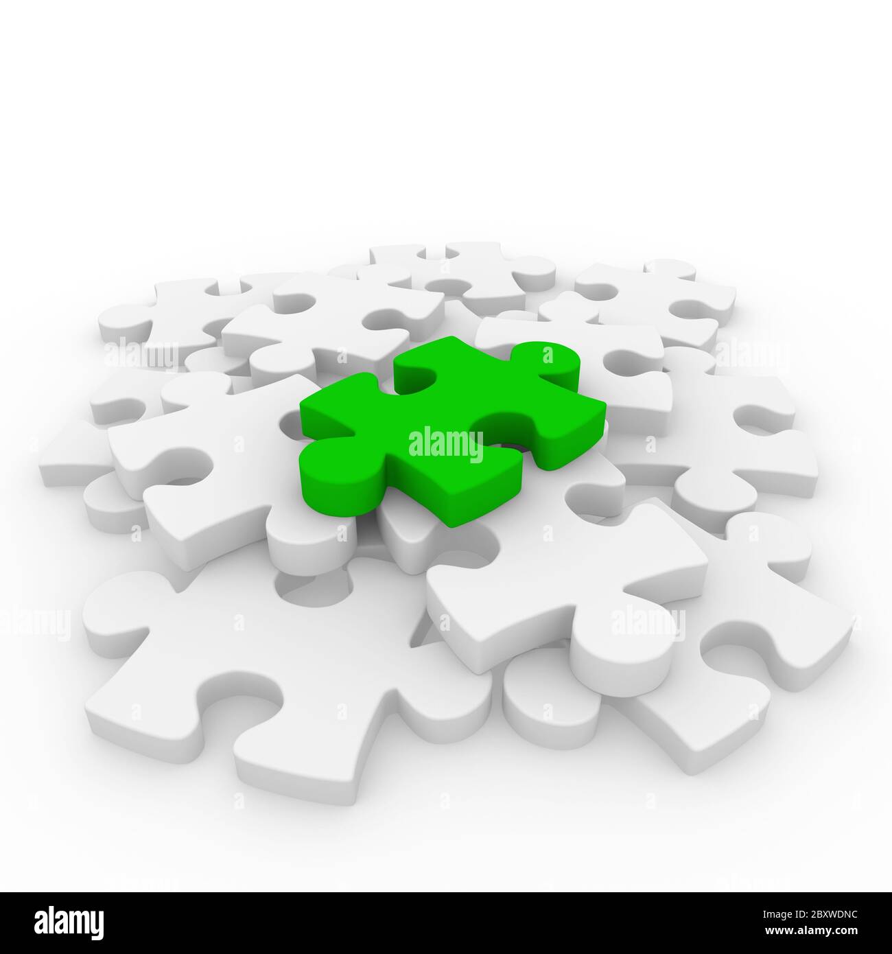 3d puzzle green white Stock Photo