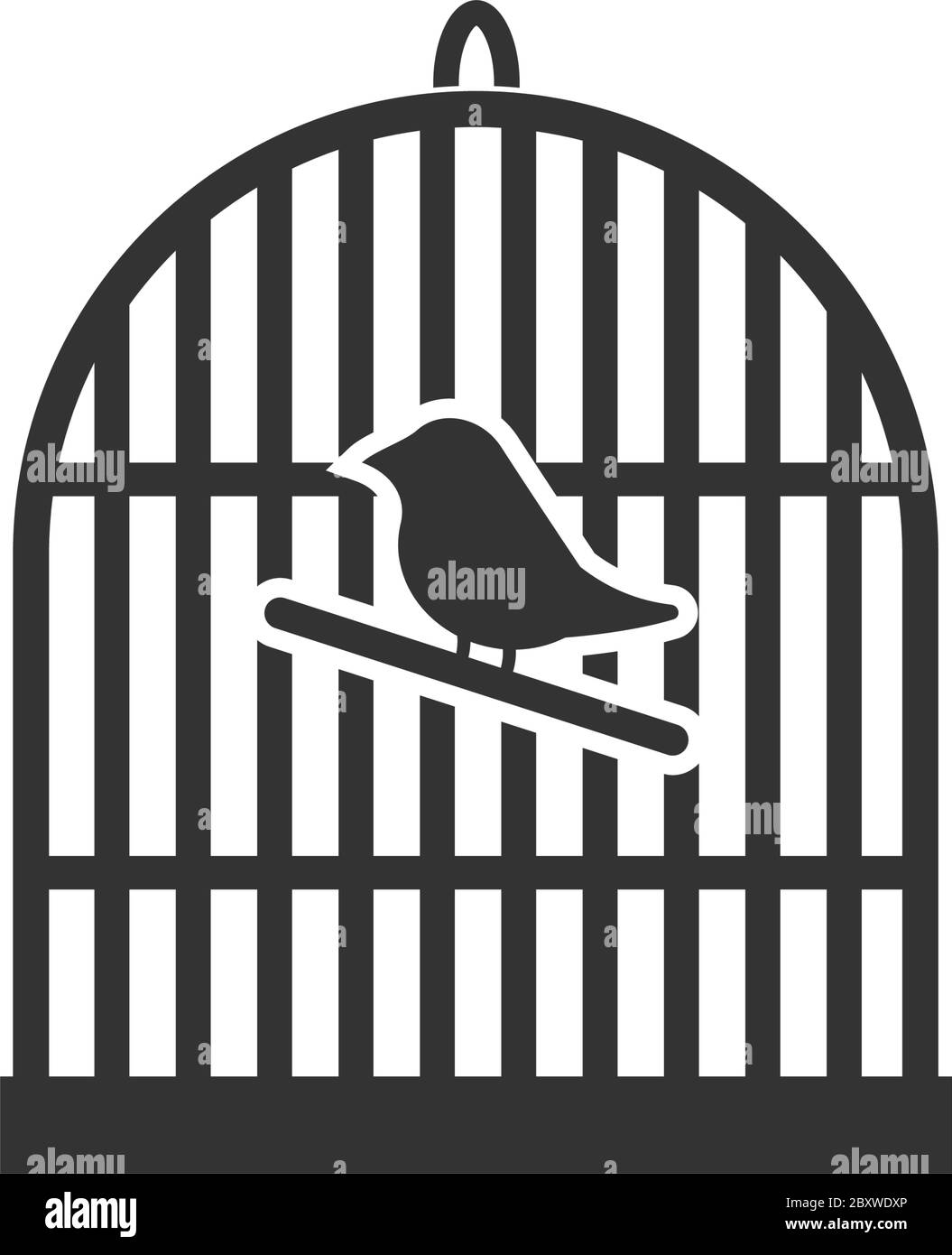 Birdcage. Black Icon Flat on white background Stock Vector